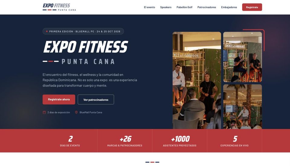 Página web de Expo Fitness Punta Cana